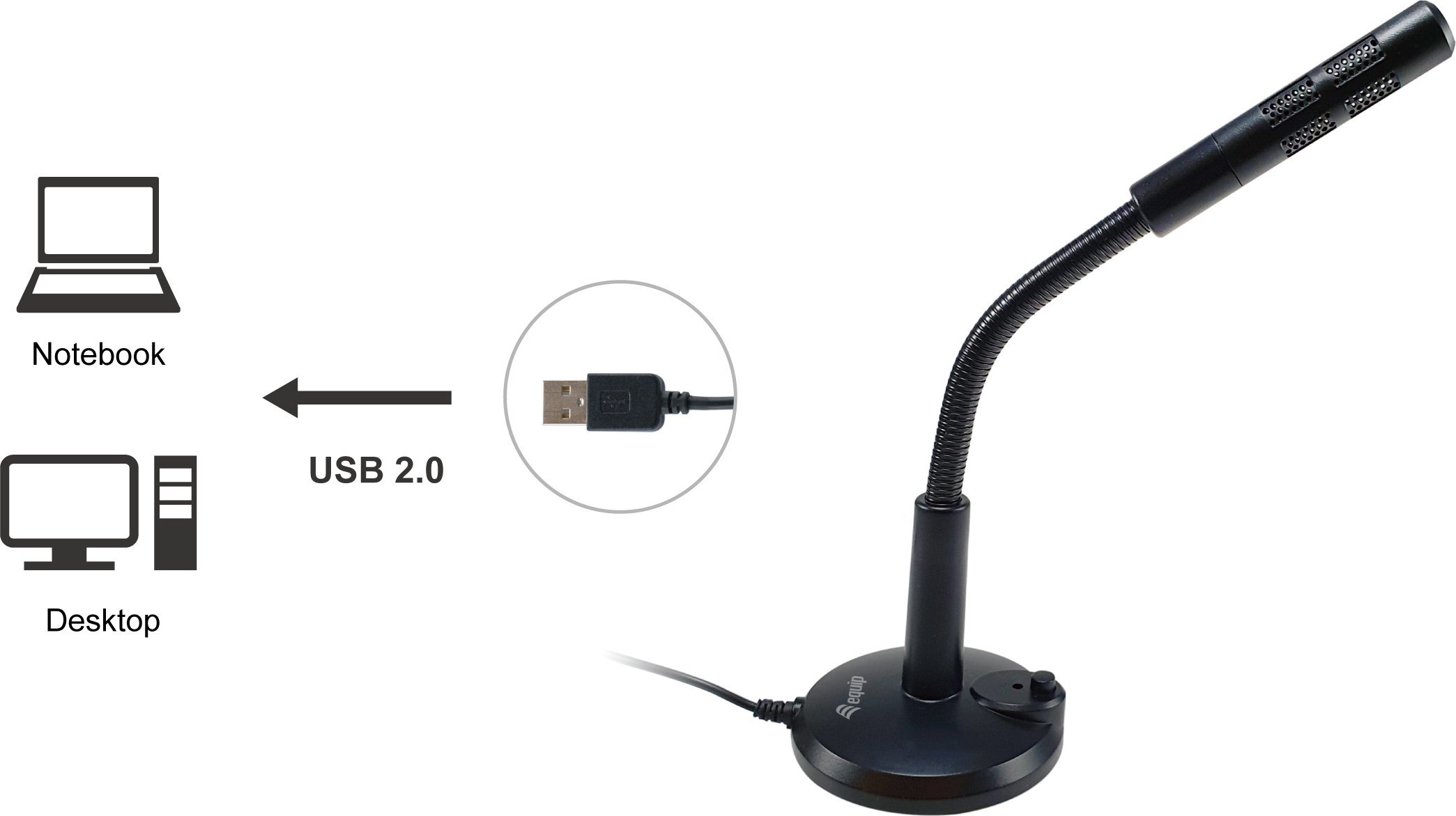 Mikrofon tavoline Equip 245340, USB, i zi