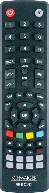 Telekomandë universale Schwaiger UFB3802533, për DTV dhe TV, me butona shtypës, gri