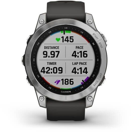 Orë Garmin Fenix 7 PRO, e argjendtë / rrip silikoni grafit