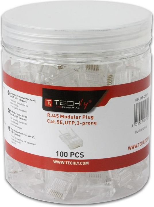 Prizë modulare Techly, RJ45, 8P8C, Cat5e, UTP, 100 copë