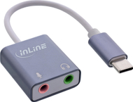 Adapter audio USB InLine, USB C, hyrje kufje dhe mikrofon, gri