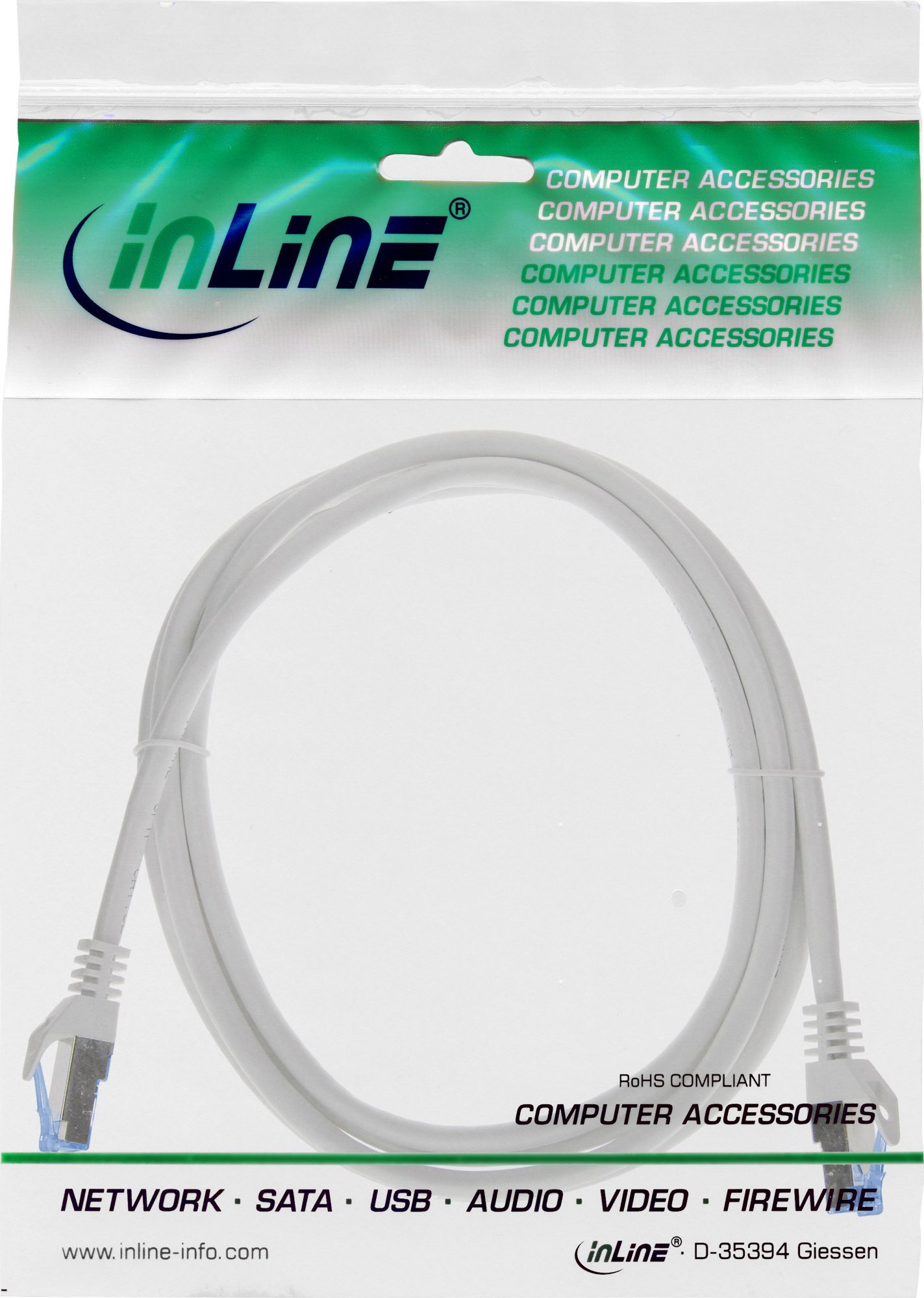 Kabllo rrjeti InLine Cat.6A S FTP, 0.3m, gri