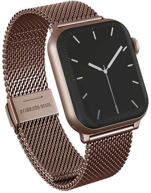 Rrip dore Burga Milanese Mesh për Apple Watch 44 45mm, çelik inox, rose gold