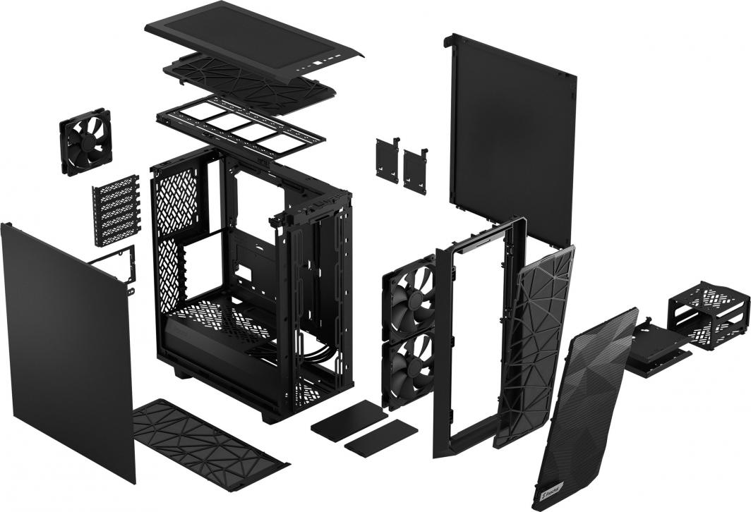Kasë Fractal Design Meshify 2 Compact Solid, e zezë, Midi Tower