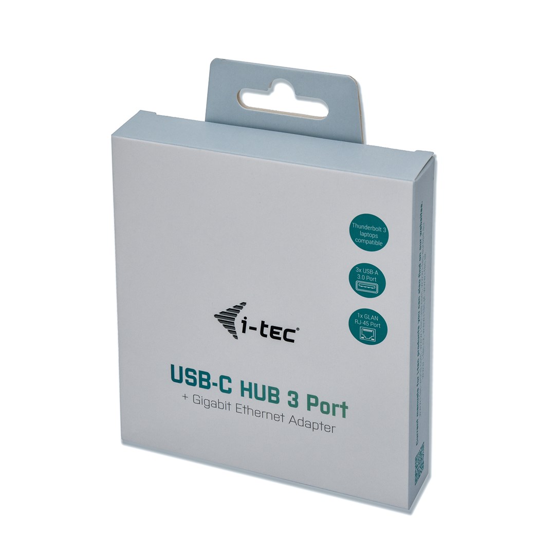 Qendër USB-C I-tec Metal, 3 porte, Gigabit Ethernet, e zezë
