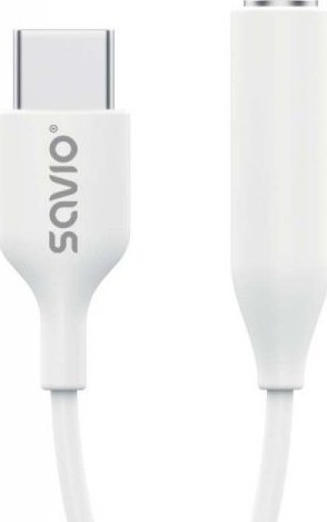 Adapter audio Savio SAVAK-52, USB C në Jack 3.5mm, DAC, i bardhë