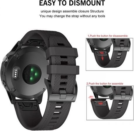 Rrip ore Tech-Protect Smooth Strap për Garmin Fenix 5, 22mm, TPU, i zi