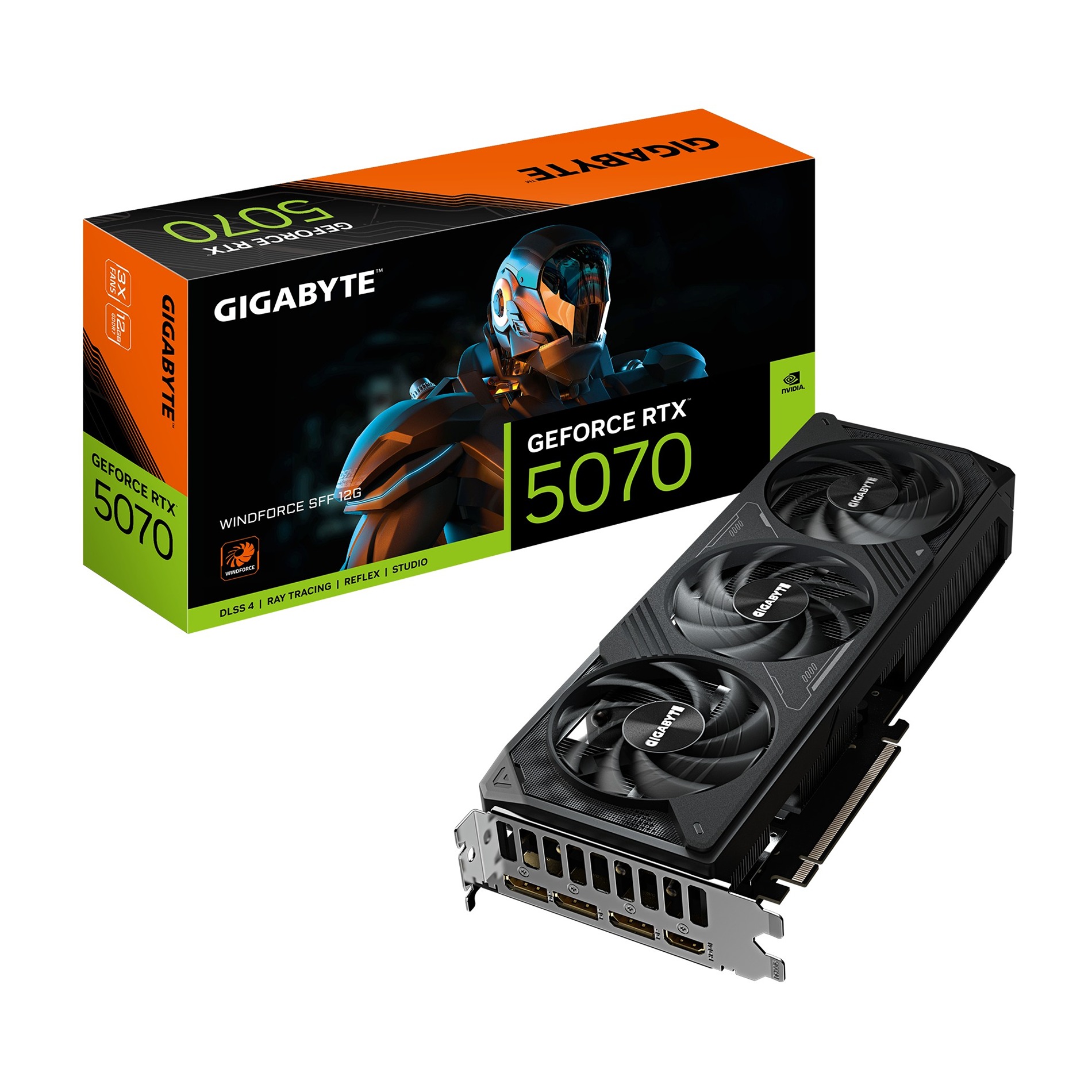 Kartë grafike GIGABYTE GeForce RTX 5070 WINDFORCE SFF 12G, 12GB GDDR7, PCIe 5.0