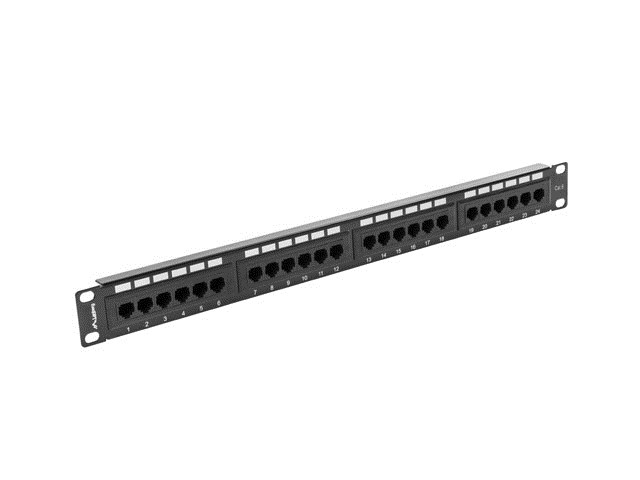 Patch panel Lanberg PPU6-1024-B, 24x RJ-45 Cat.6, 1U 19", i zi