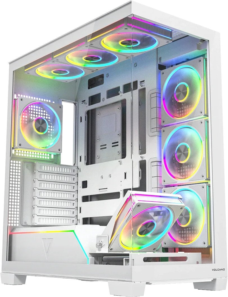 Kuti kompjuteri MODECOM VOLCANO STELLAR PLUS ARGB, Midi Tower, 8 ventilatorë, e bardhë