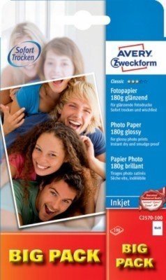 Letër fotografike Avery Zweckform Classic Inkjet C2570, 100 x 150 mm, 180 g/m², 100 fletë, e bardhë me shkëlqim