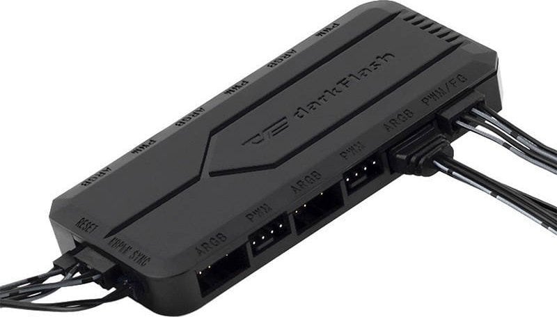 Kontrollues ventilatorësh Darkflash RC2, PWM RGB, ARGB 5V 3 pin, i zi