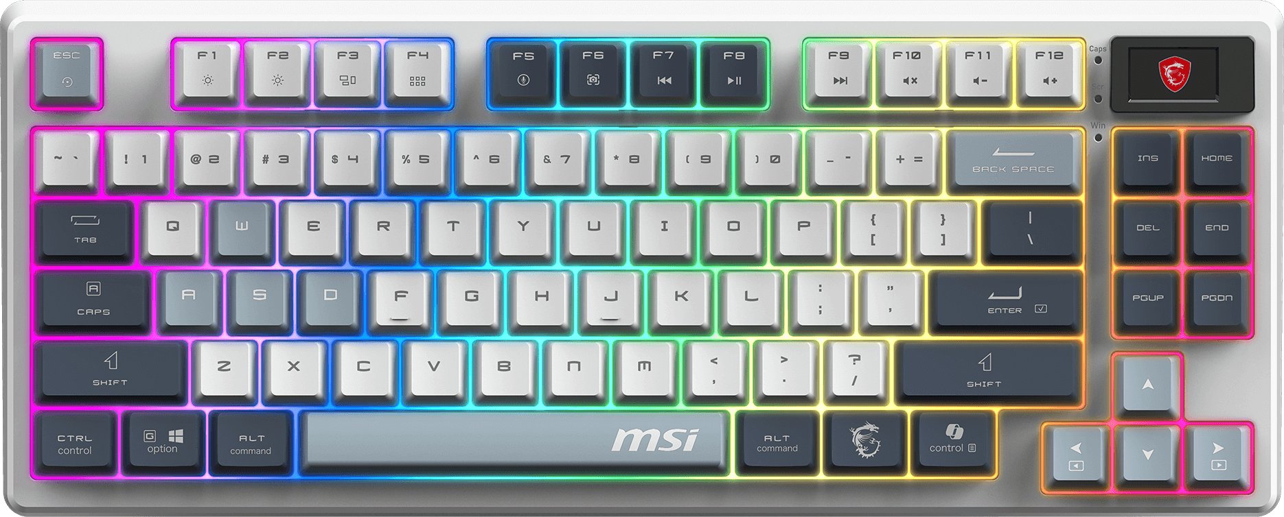 Тастатура MSI FORGE GK600, TKL, безжична 2.4 GHz Блутут УСБ, бела