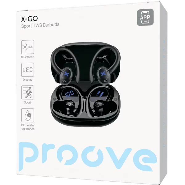 Dëgjuse të hapura Proove X-Go TWS, IPX5, me aplikacion, të zeza