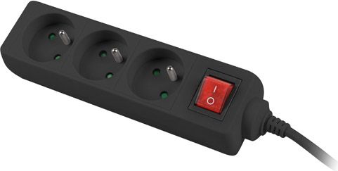 Zgjatëse Lanberg PS1-03E-0150-BK, 3 fole, 1.5 m, e zezë