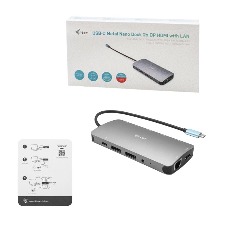 Stacion dokues I-TEC USB-C, C31NANODOCKPROPD, i hirtë