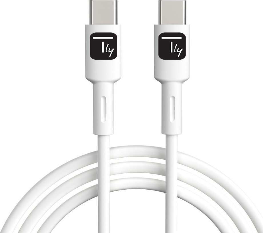 Kabllo USB-C Techly 2.0, 1m, 60W, e bardhë