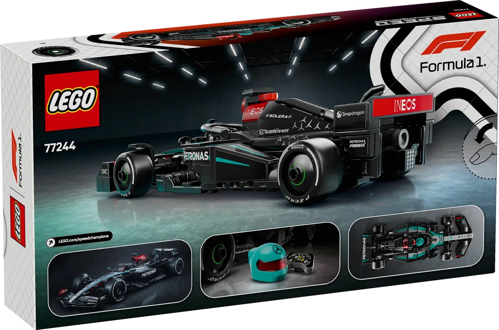 Lodër LEGO Mercedes AMG F1 Racing Car 77244, makinë garash, shumëngjyrëshe