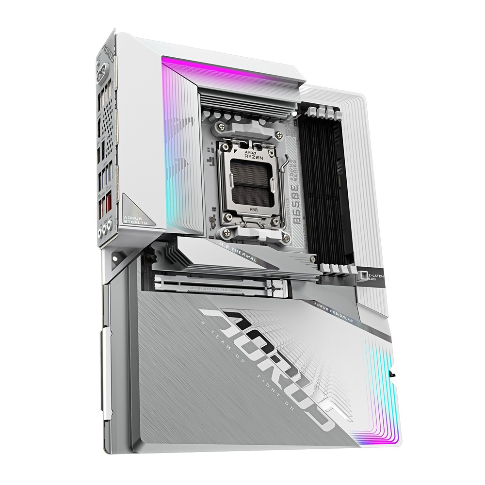 Pllakë amë Gigabyte B650E AORUS STEALTH ICE, ATX, AM5, DDR5 8000 MHz, Wi-Fi 7, e bardhë