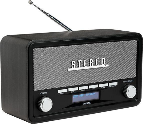 Radio digjitale Denver DAB-18, DAB+, Bluetooth, gri e errët