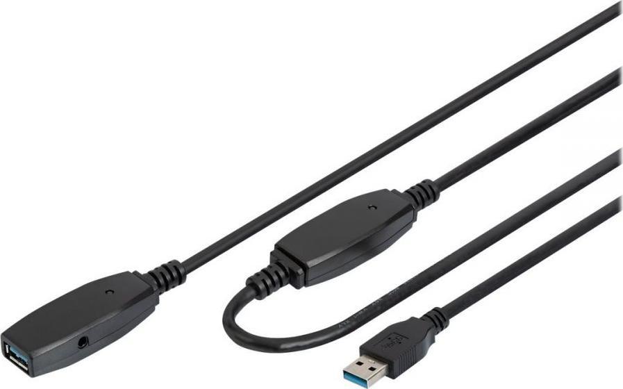 Kabllo lidhëse Digitus, USB A - USB A, 15 m, e zezë