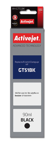 Ngjyrë për printer Activejet AH-GT51Bk (zëvendësim për HP GT51BK M0H57AE), 90 ml, e zezë