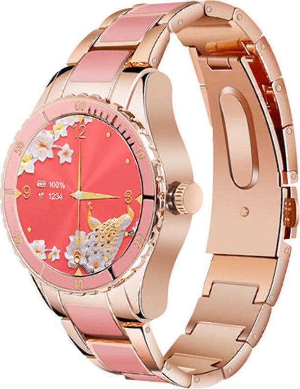 Smartwatch për gra Rubicon RNCE82, IP67, Bluetooth, rozë e artë