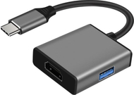 Adapter USB Hub Art HUB, USB C në HDMI 4K 30Hz, USB 3.0, gri
