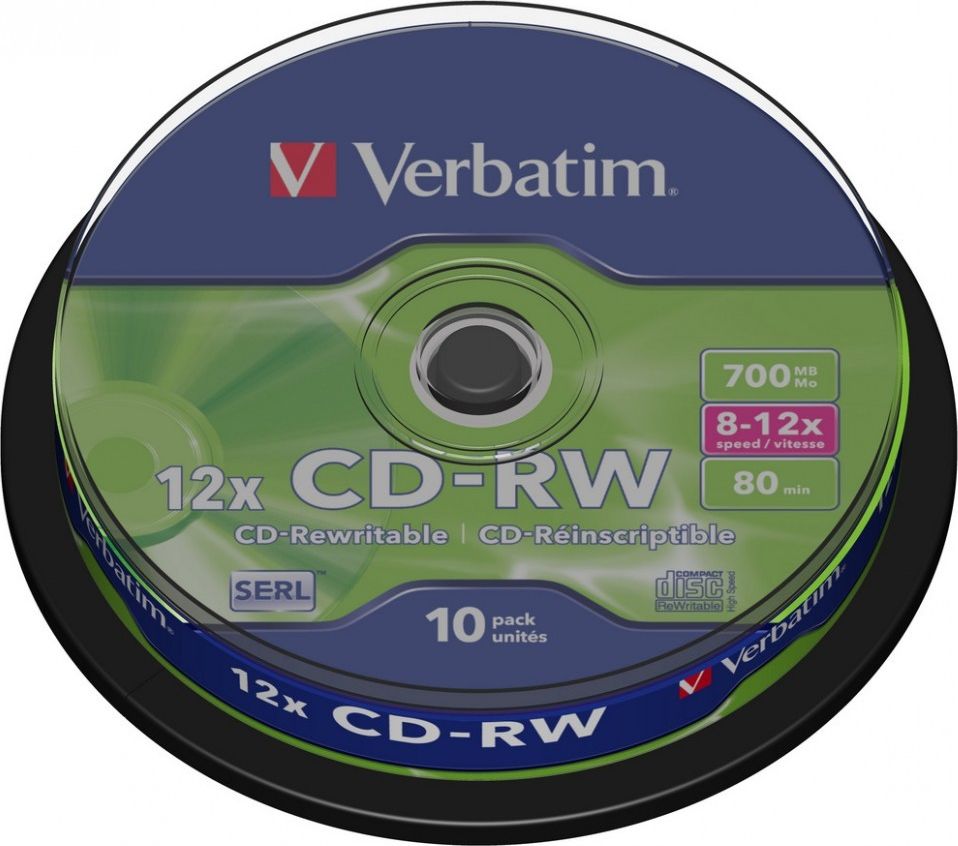 CD Verbatim CD RW 700MB, 12x, paketim 10 copë