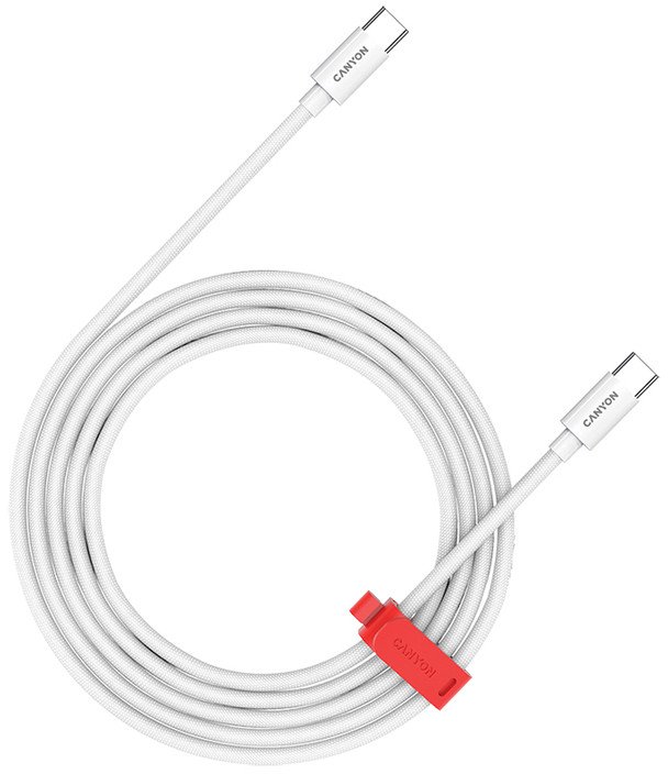 Kабел Canyon CND-CC100AB12W USB-C во USB-C, 100W, 1.2m, бел