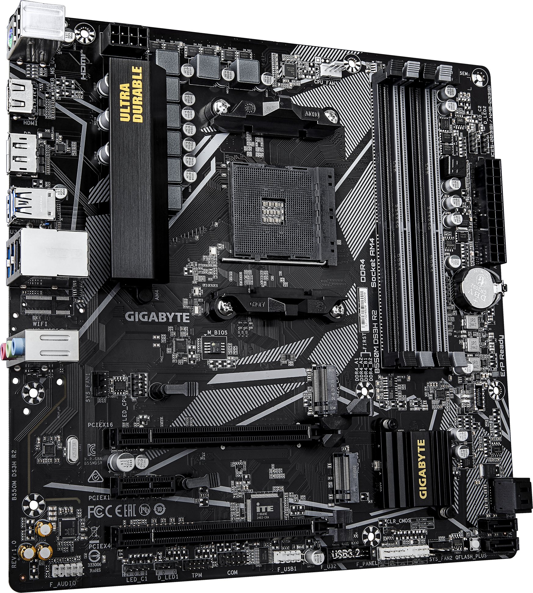 Pllakë amë Gigabyte B550M DS3H R2, AM4, DDR4, Micro ATX