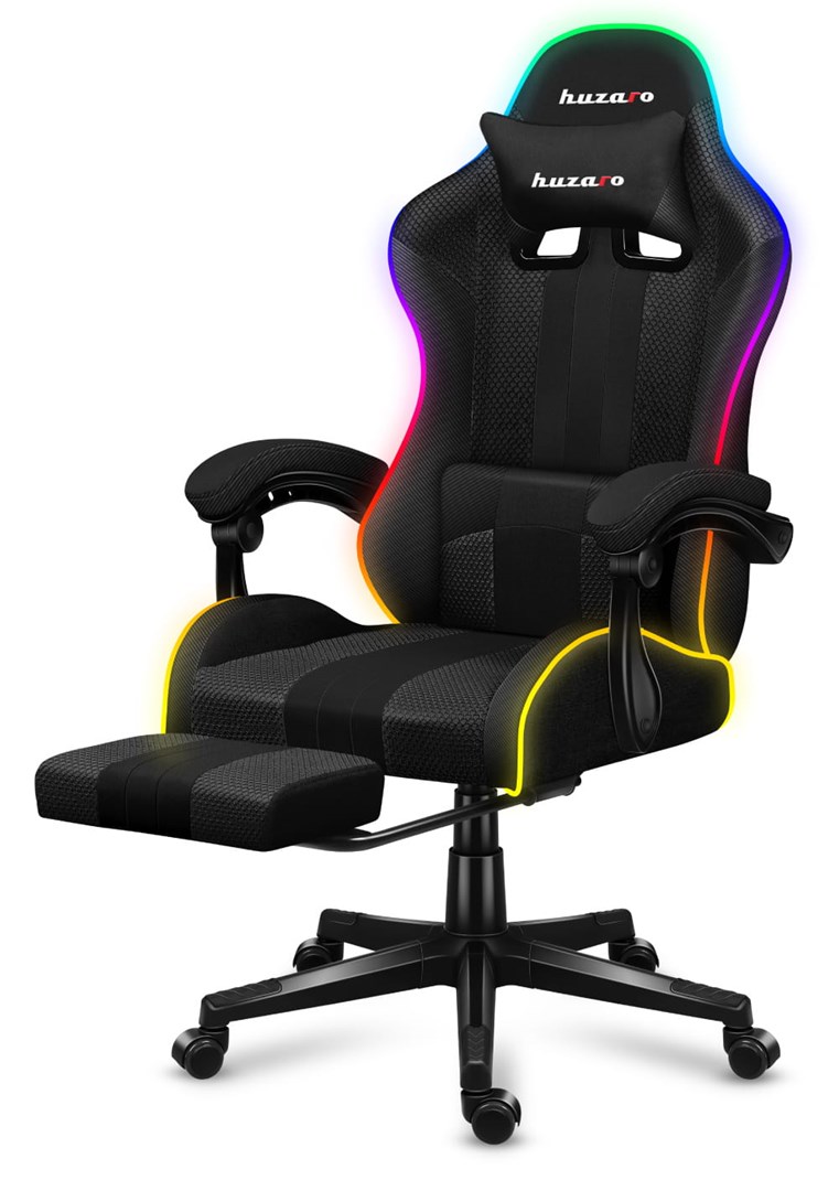 Karrige lojërash HUZARO Force 4.7, RGB Mesh, e zezë