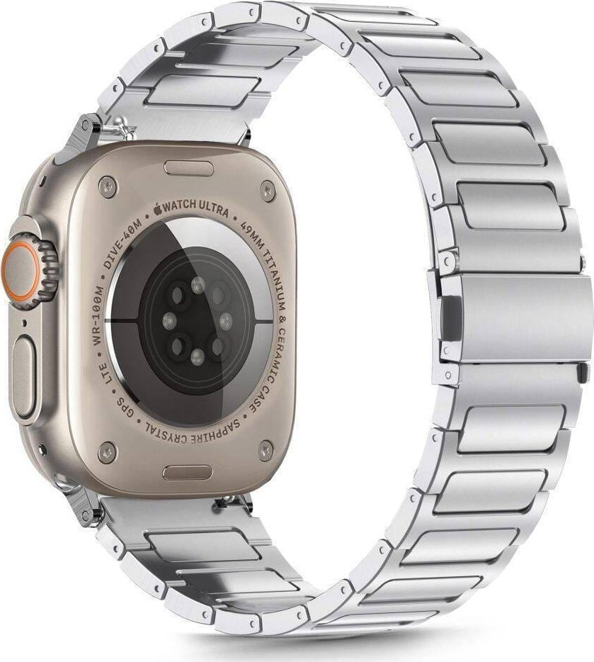 Byzylyk çeliku Tech-Protect Stainless Classic për Apple Watch 6 7 8 9 10 SE Ultra, metalik, argjendtë