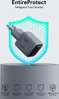 Karikues rrjeti Aukey Comet Mini, 30W, 1 port, gri
