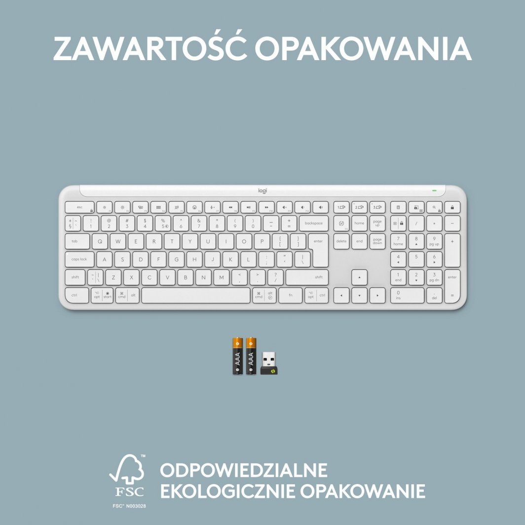 Tastierë Logitech K950, wireless, US INTL, e bardhë