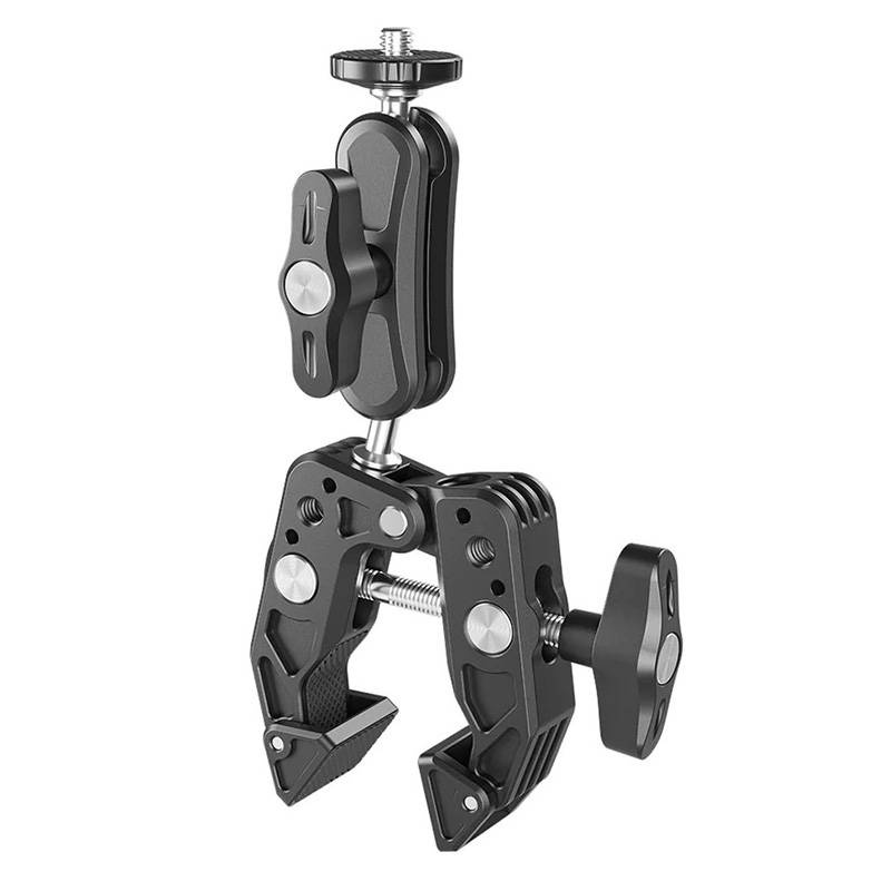 Kllapë universale TELESIN Super Clamp, alumin, krah Magic 360°, e zezë