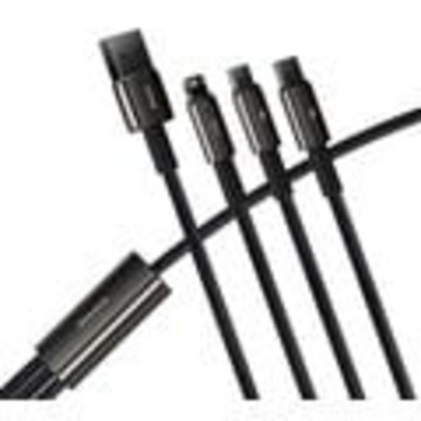 Kabllo karikuese BASEUS Superior 3në1, USB-A - USB-C / micro USB / Lightning, 1.5m, e zezë