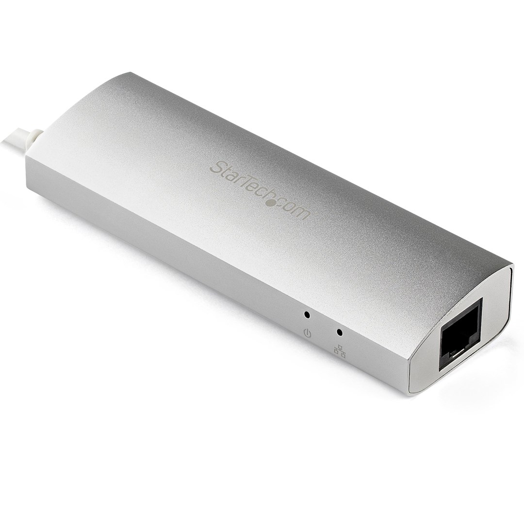USB Hub StarTech.com ST3300G3UA, 3 porte + GbE, alumini, i argjendtë