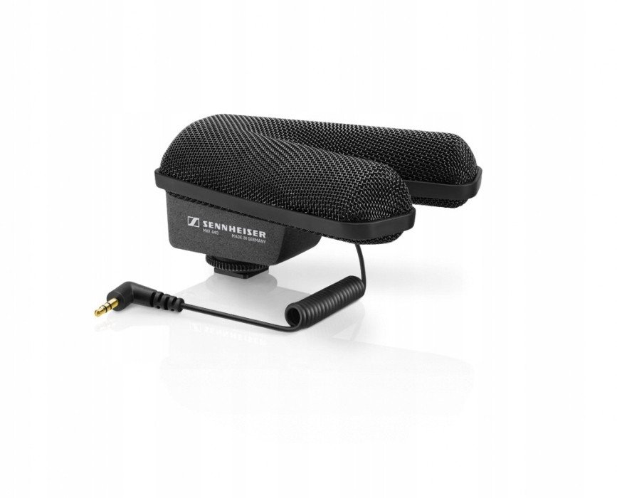 Mikrofon stereo Sennheiser MKE 440, shotgun kompakt, për kamera, i zi