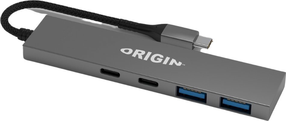 HUB USB Origin Storage OS-HUB-USB3/C, 4 порти, 2x USB 3.2 и 2x Type C, сива