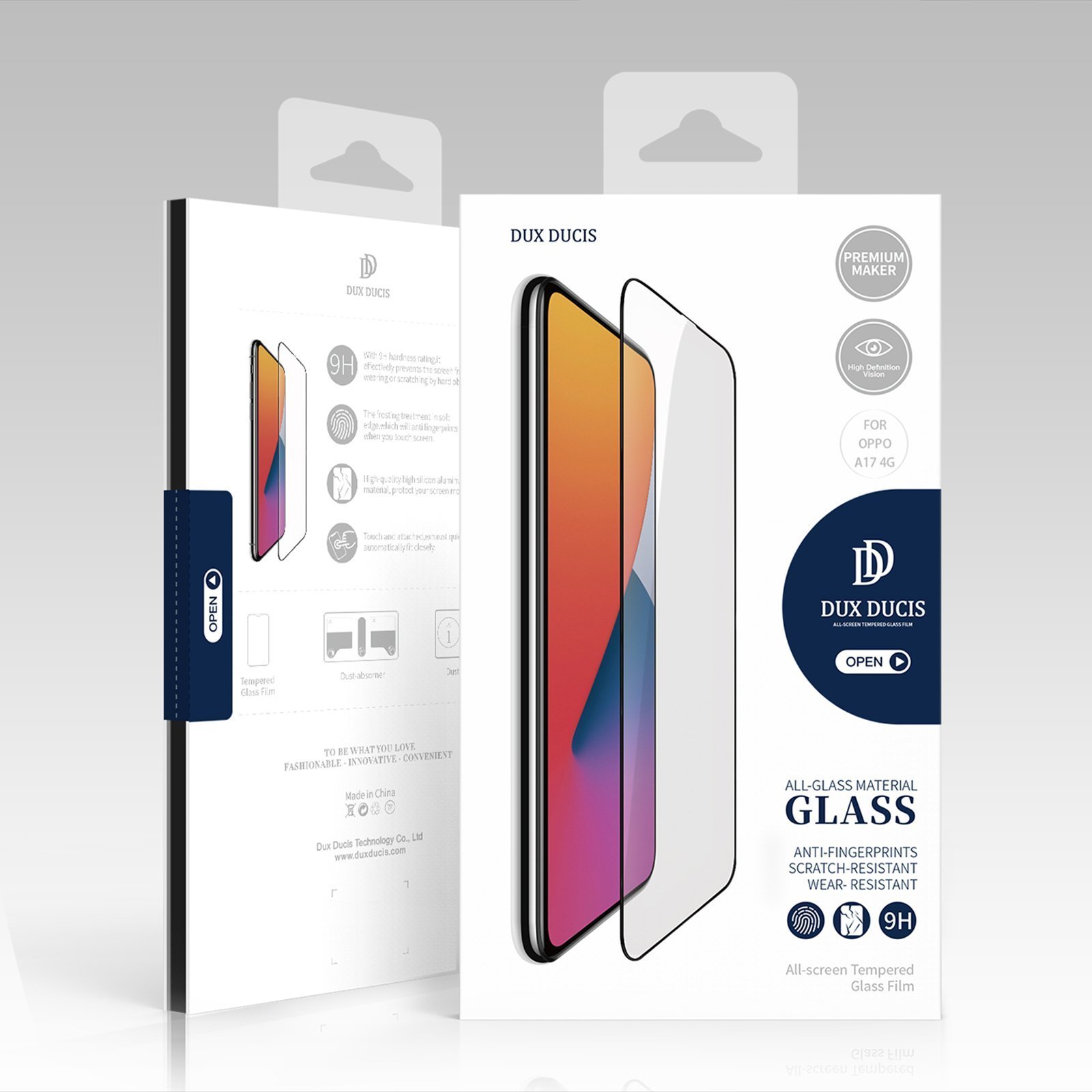 Xham mbrojtës Dux Ducis 9D për Oppo A17, 9H, kornizë e zezë
