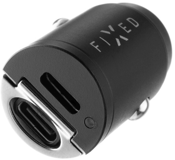 Karikues për veturë FIXED, 2x USB-C, PD, 30W, i zi