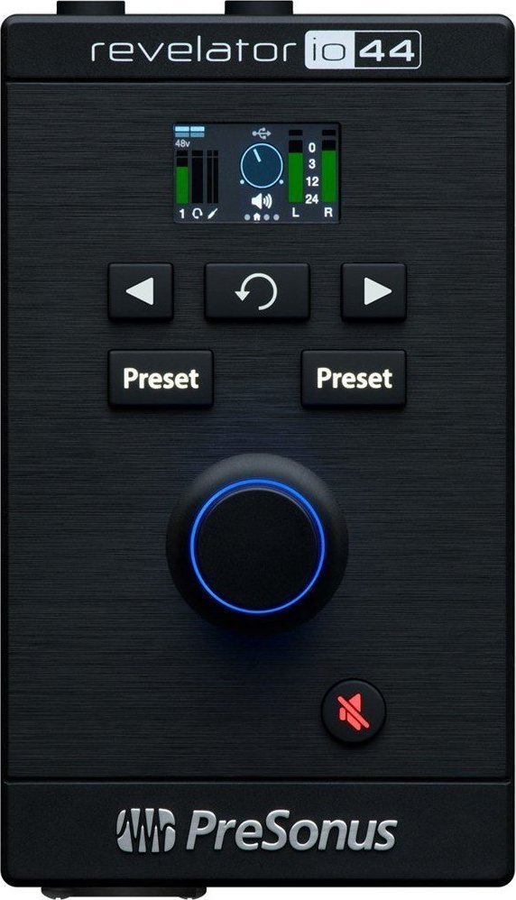Audio interfejs PreSonus Revelator Io44, USB C, hyrje mikrofon dhe instrument, i zi