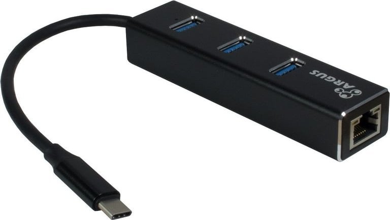Adaptor rrjeti Inter-Tech ARGUS IT-410, USB Type-C, RJ-45 dhe USB 3.2 Gen 1, i zi