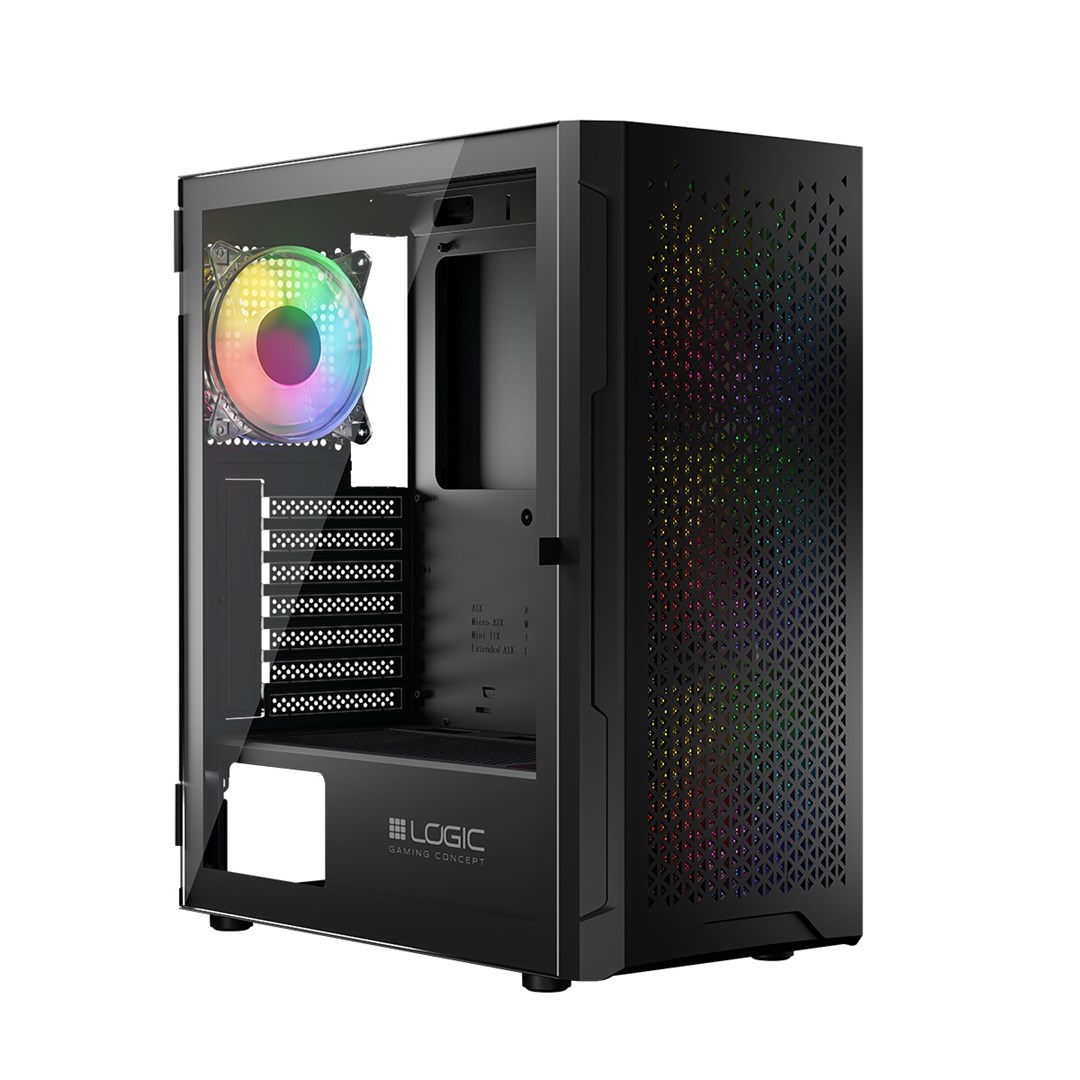 Kutia kompjuterike Logic Concept Aramis, MIDI Tower, ARGB, e zezë