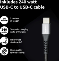 Полнач за ѕид Intenso Power Adapter W100ACC GaN, 2x USB A, 100W, со кабел USB C во USB C, бел