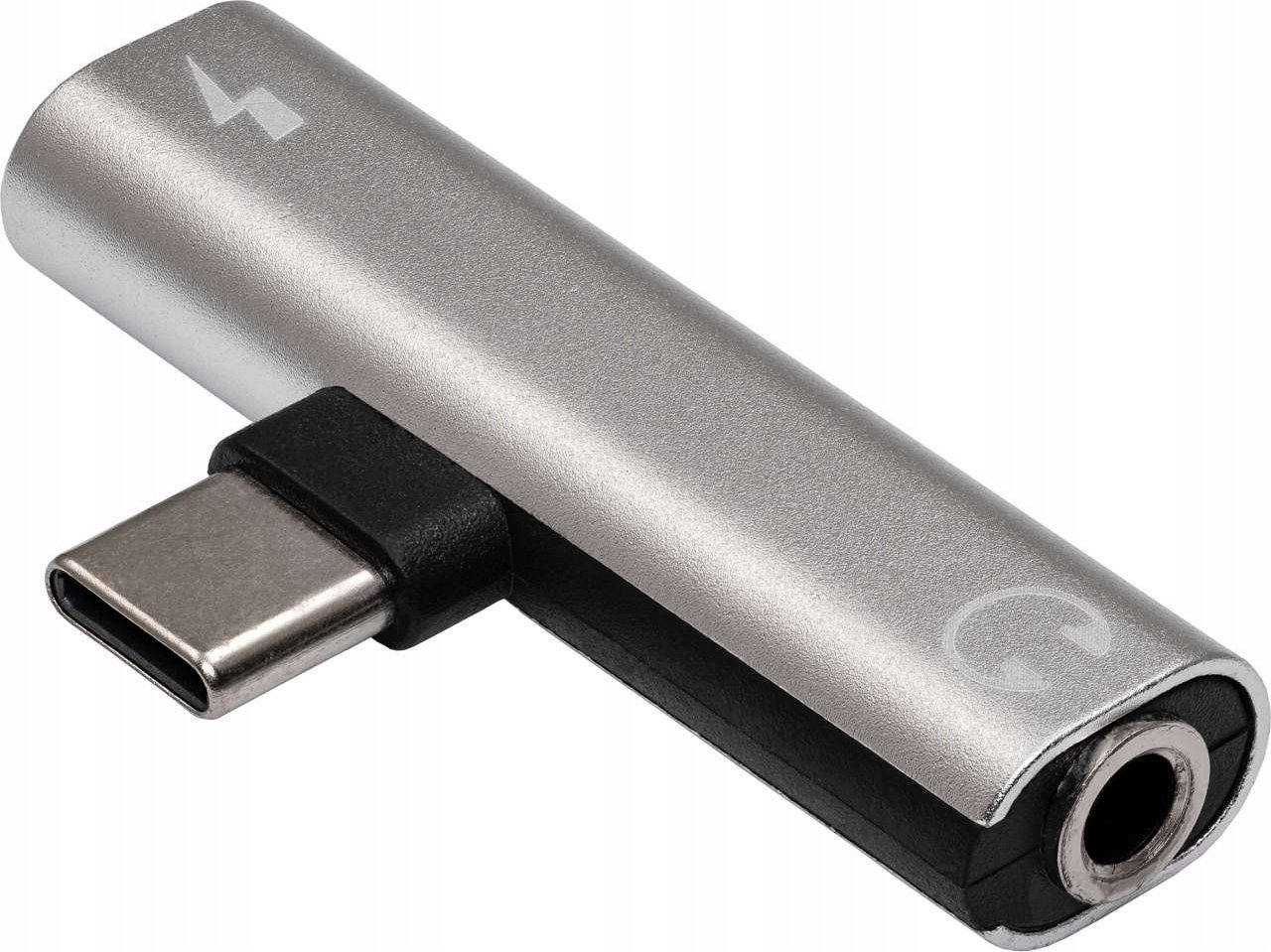 Adapter audio Akyga AK-AD-71, USB C në 3.5 mm, me DAC, gri