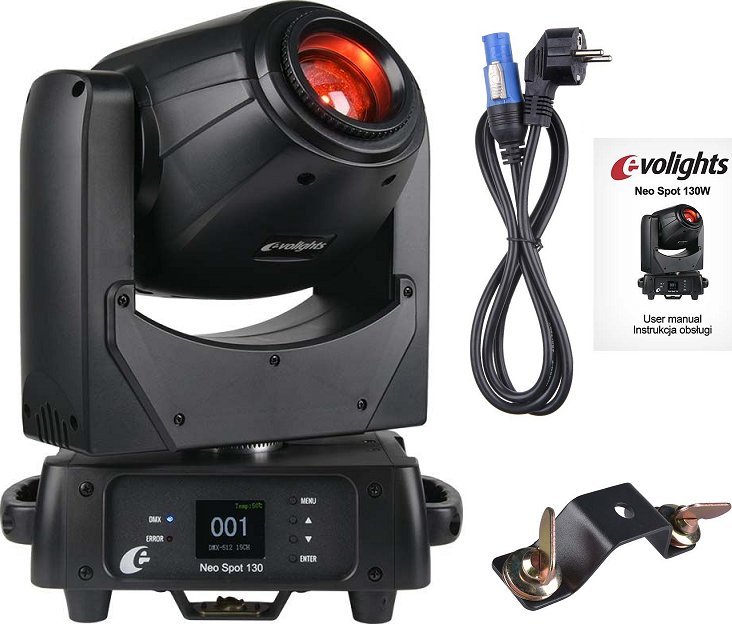 Dritë skenike LED EVOLIGHTS NEO SPOT, 130W, moving head, e zezë