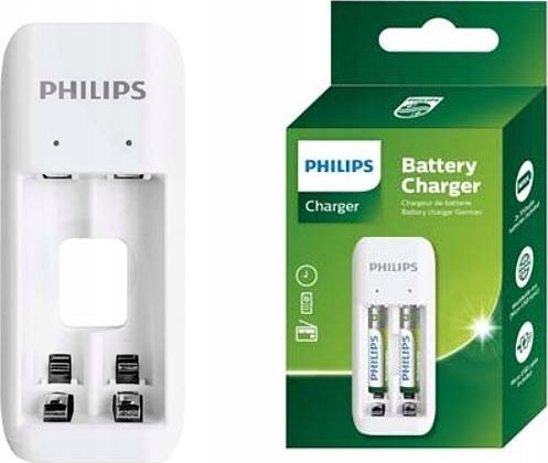 Полнач за батерии Philips SCB2070NB, 2xAAA 700mAh, micro USB, бел