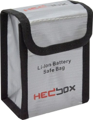 Çantë ruajtëse baterish HEDBOX FIREBAG-M, fibër qelqi rezistente ndaj zjarrit, mbyllje me Velcro, e zezë